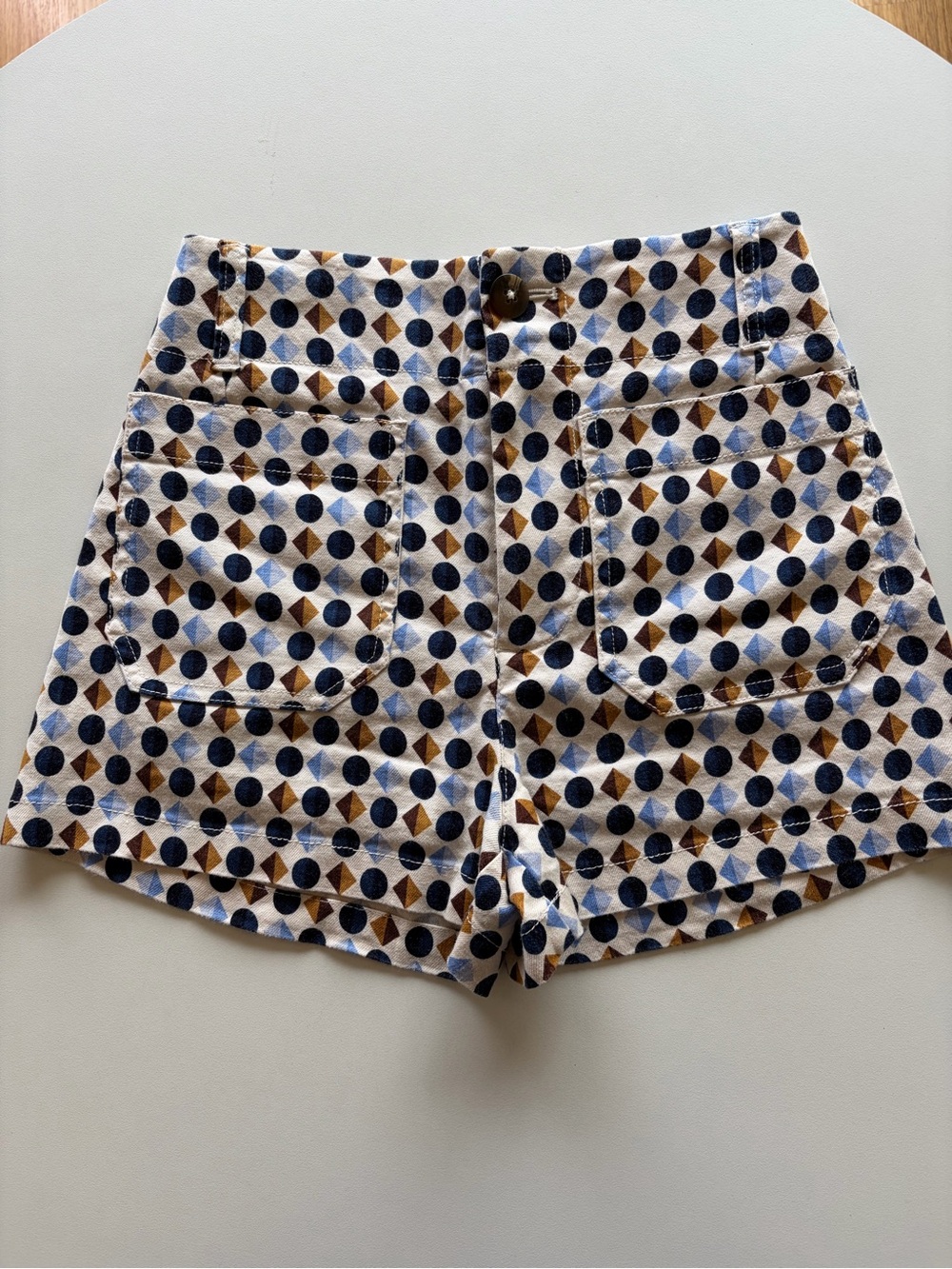 Anthropologie Navy & Brown Geometric High-Waist Shorts